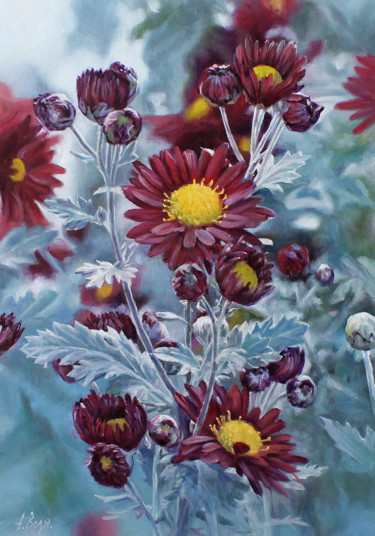 Painting titled "Flowers" by Alexander Volya, Original Artwork, Oil