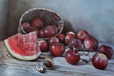 Pintura titulada "Apples and watermel…" por Alexander Volya, Obra de arte original