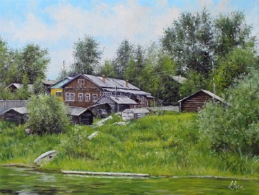 Painting titled "Village Backyard" by Alexander Volya, Original Artwork