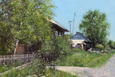 Painting titled "Village. Neighbor's…" by Alexander Volya, Original Artwork, Oil