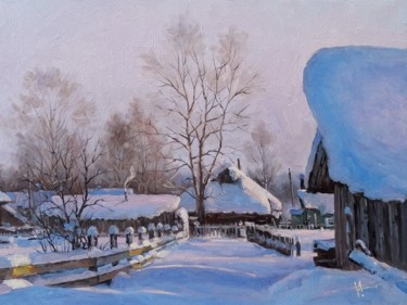 Картина под названием "Winter. Snowfall" - Alexander Volya, Подлинное произведение искусства, Масло