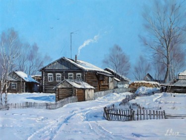 Pintura intitulada "Village Street" por Alexander Volya, Obras de arte originais, Óleo