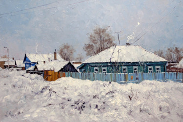 Painting titled "Snowy winter in the…" by Alexander Volya, Original Artwork, Oil