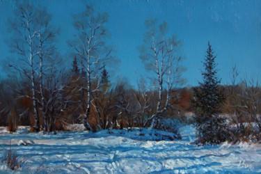 Pittura intitolato "February azure" da Alexander Volya, Opera d'arte originale, Olio