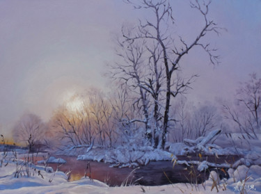 Painting titled "Frosty morning. Win…" by Alexander Volya, Original Artwork, Oil