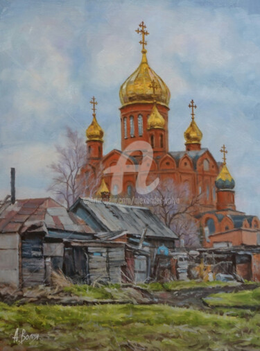 Painting titled "Old Temple" by Alexander Volya, Original Artwork, Oil