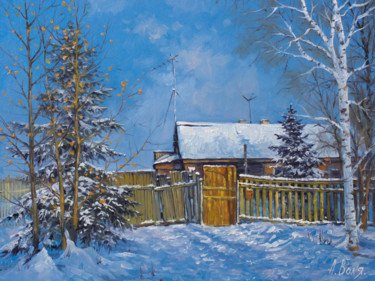 Painting titled "Winter Day. Wicket…" by Alexander Volya, Original Artwork, Oil