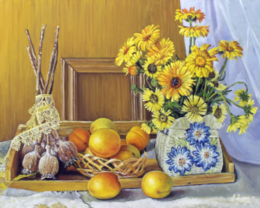 Peinture intitulée "Still life with flo…" par Alexander Volya, Œuvre d'art originale