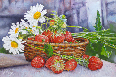 Painting titled "Chamomile flowers a…" by Alexander Volya, Original Artwork