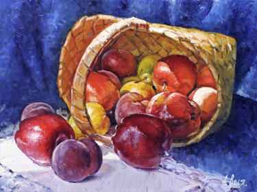 Ζωγραφική με τίτλο "Fruit Basket" από Alexander Volya, Αυθεντικά έργα τέχνης, Λάδι