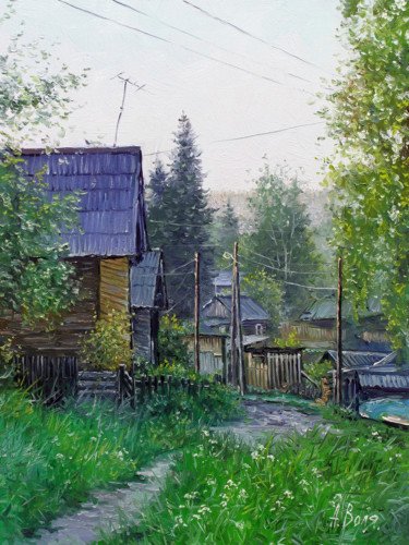 Pintura intitulada "Village street. Sum…" por Alexander Volya, Obras de arte originais, Óleo
