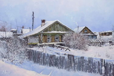 Malerei mit dem Titel "Village. Winter day" von Alexander Volya, Original-Kunstwerk, Öl