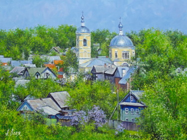 Painting titled "Summer day in old t…" by Alexander Volya, Original Artwork, Oil