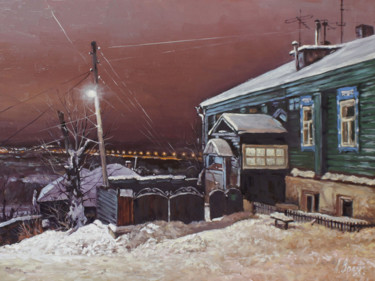 Painting titled "Winter night. Lante…" by Alexander Volya, Original Artwork, Oil