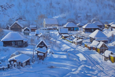 Schilderij getiteld "Bright winter day" door Alexander Volya, Origineel Kunstwerk, Olie
