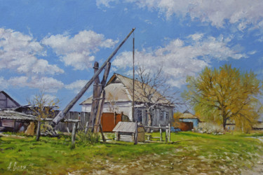 Painting titled "Summer day. Village…" by Alexander Volya, Original Artwork, Oil