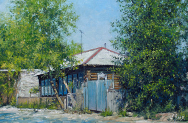 Картина под названием "Village line. Summer" - Alexander Volya, Подлинное произведение искусства, Масло