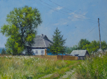 Schilderij getiteld "Summer day in villa…" door Alexander Volya, Origineel Kunstwerk, Olie