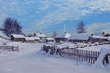 Painting titled "Winter day in villa…" by Alexander Volya, Original Artwork, Oil