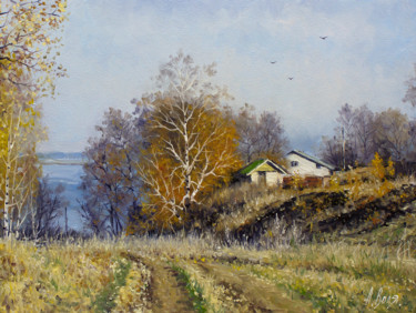Painting titled "Autumn time. Road" by Alexander Volya, Original Artwork, Oil