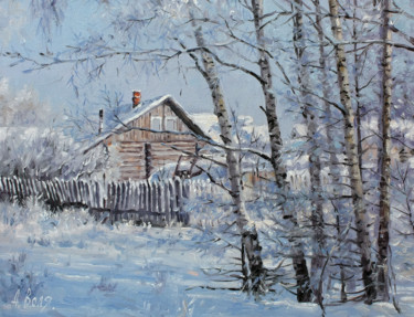 Pintura titulada "Winter day. Birches" por Alexander Volya, Obra de arte original, Oleo