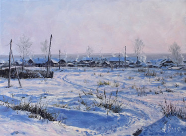 Painting titled "Winter on the outsk…" by Alexander Volya, Original Artwork, Oil