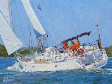 Painting titled "Yacht" by Alexander Volya, Original Artwork, Oil