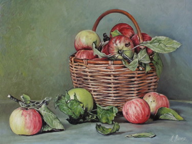 Pittura intitolato "Apples in basket" da Alexander Volya, Opera d'arte originale, Olio