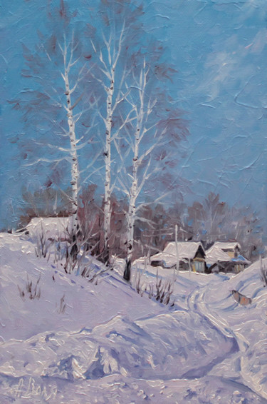 Schilderij getiteld "Frosty Morning" door Alexander Volya, Origineel Kunstwerk, Olie