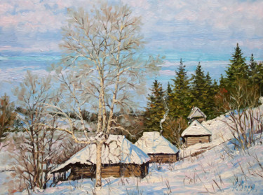 Картина под названием "Winter day. Birch" - Alexander Volya, Подлинное произведение искусства, Масло