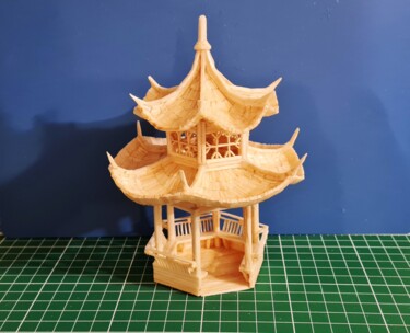 Sculpture intitulée "Chinese pagoda" par Alexander Zarubin, Œuvre d'art originale, Bois