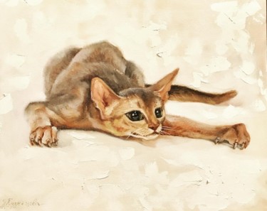 Painting titled "#Play Cat" by Alexander Trust, Original Artwork, Oil