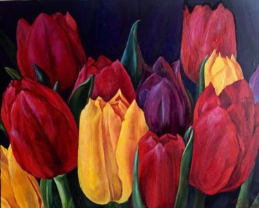 Картина под названием "#Tulips" - Alexander Trust, Подлинное произведение искусства, Масло