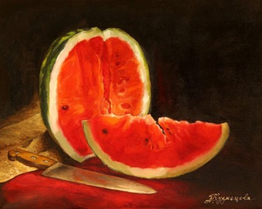 Painting titled "#Watermelon" by Alexander Trust, Original Artwork, Oil