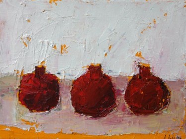 Painting titled "Three Pomegranate" by Alexander Antadze, Original Artwork, Oil
