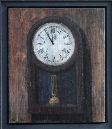 Painting titled "The Clock" by Alexander Antadze, Original Artwork, Oil