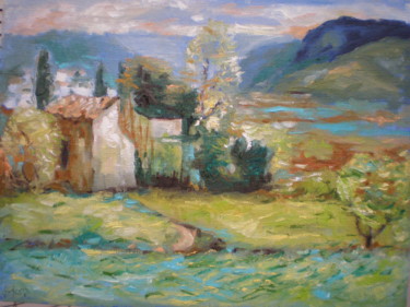 Malerei mit dem Titel "April lodge" von Akir, Original-Kunstwerk, Öl