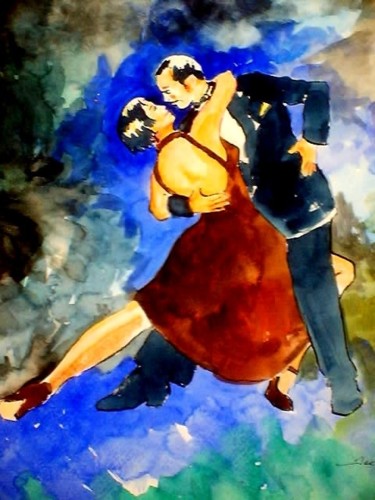 Painting titled "Tango dancers" by Alexander Moreira, Original Artwork