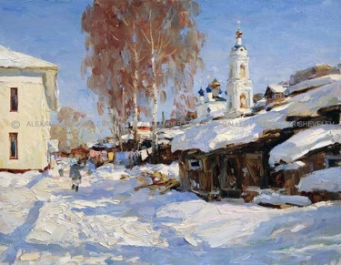 Painting titled "Март в Плёсе.Холст,…" by Aleksandr Shevelev, Original Artwork, Oil