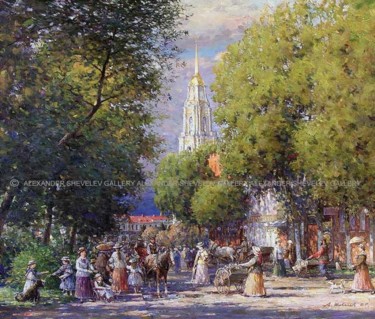 Painting titled "На Казанской в Рыби…" by Aleksandr Shevelev, Original Artwork, Oil