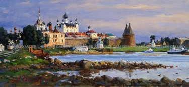 Painting titled "Соловки.Отлив.Оргал…" by Aleksandr Shevelev, Original Artwork, Oil
