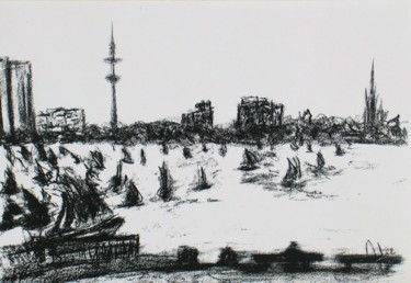 Zeichnungen mit dem Titel "Die Alster in Hambu…" von Alexander Zalik, Original-Kunstwerk, Graphit