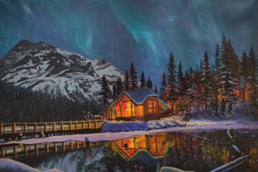 Painting titled "Northern comfort" by Alexandr Arzhanov, Original Artwork, Acrylic Mounted on Wood Stretcher frame