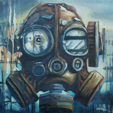 Painting titled "Resilient Echoes: T…" by Alexandr Gera, Original Artwork, Oil Mounted on Wood Stretcher frame