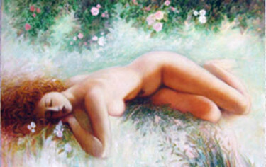 Painting titled "летний сон" by Alexandr Ivanov, Original Artwork, Oil