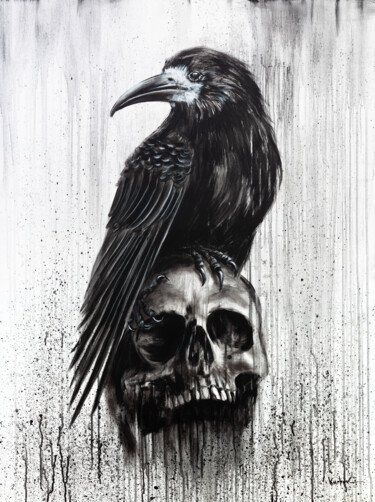 Картина под названием "Black Gawron on the…" - Alexandr Karpov, Подлинное произведение искусства, Акрил