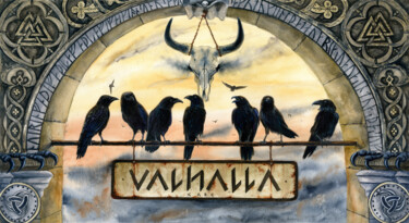 Pintura intitulada "Valhalla Cafe" por Alexandr Karpov, Obras de arte originais, Aquarela