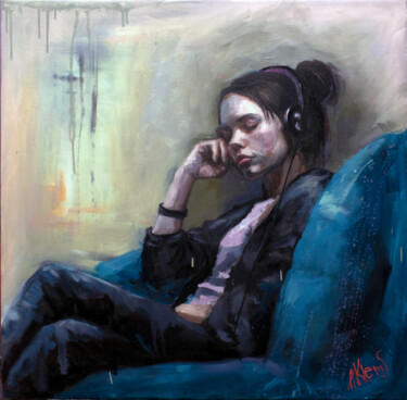 Painting titled "Sleeping Girl with…" by Alexandr Klemens, Original Artwork, Oil