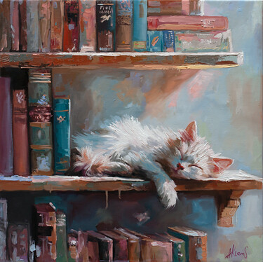 Pintura titulada "Dreams Among Books" por Alexandr Klemens, Obra de arte original, Oleo