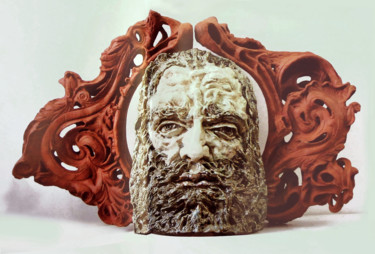 Sculpture intitulée "Self-portrait in wa…" par Alexandr Moskvitin, Œuvre d'art originale, Céramique